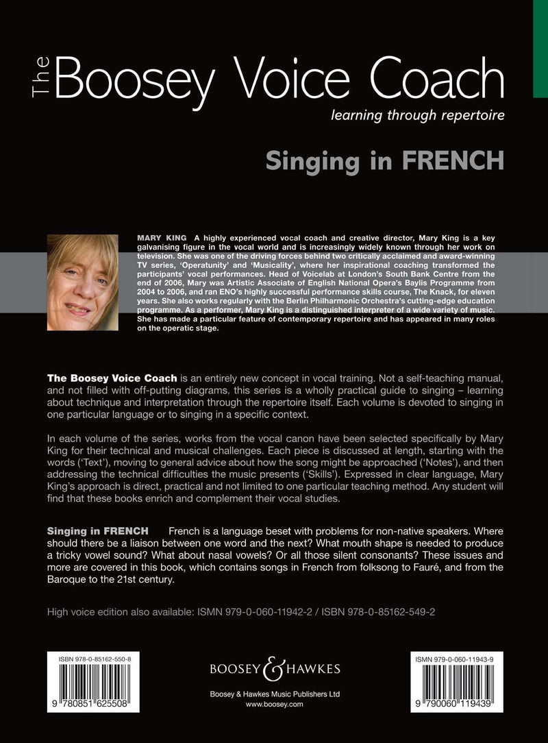Singing in French  Medium/Low Voice: The Boosey Voice Coach (Boosey Voice Coach Series),Used