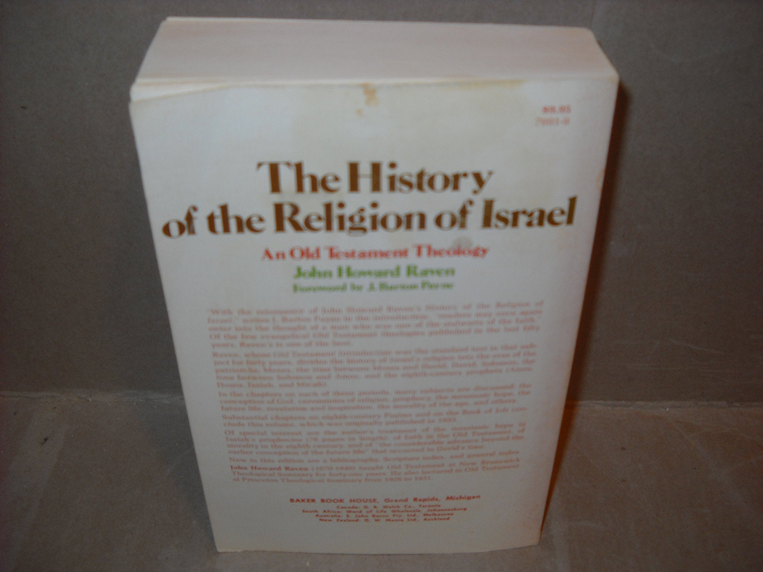 History of the Religion of Israel in Old Testament Theology (Twin Brooks Series),Used