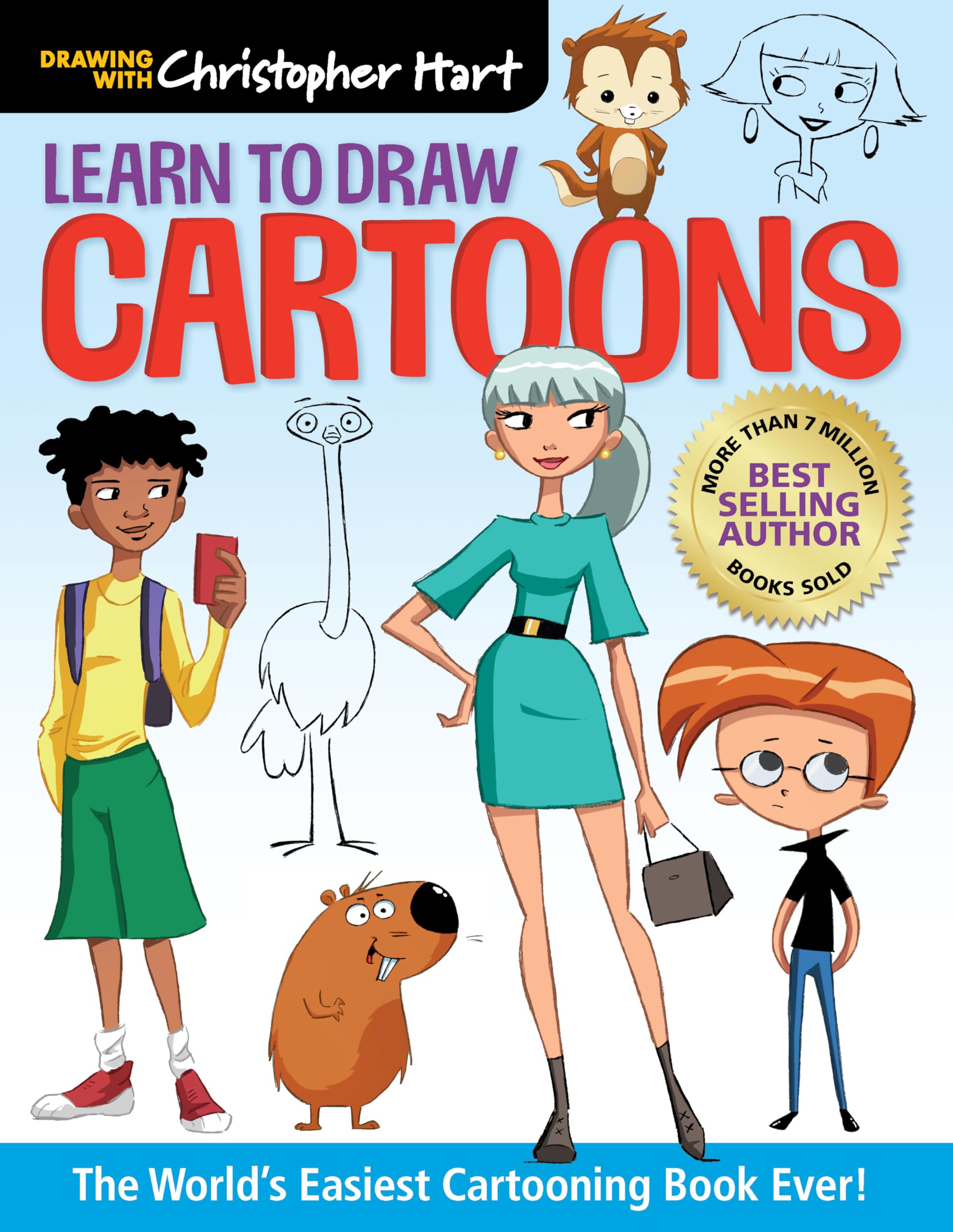 Learn to Draw Cartoons: The World?s Easiest Cartooning Book Ever!  Easy How to Draw Cartoon Characters and Animals Step by Step,New
