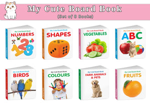 Pocket Board Book Set Of Abc, Colours, Birds, Fruits, Farm Animals & Pets, Vegetables, Shapes And Numbers - Kids Educational Board Book, Preschool Learning Books, Cute Board Book | Pack Of 8 Books