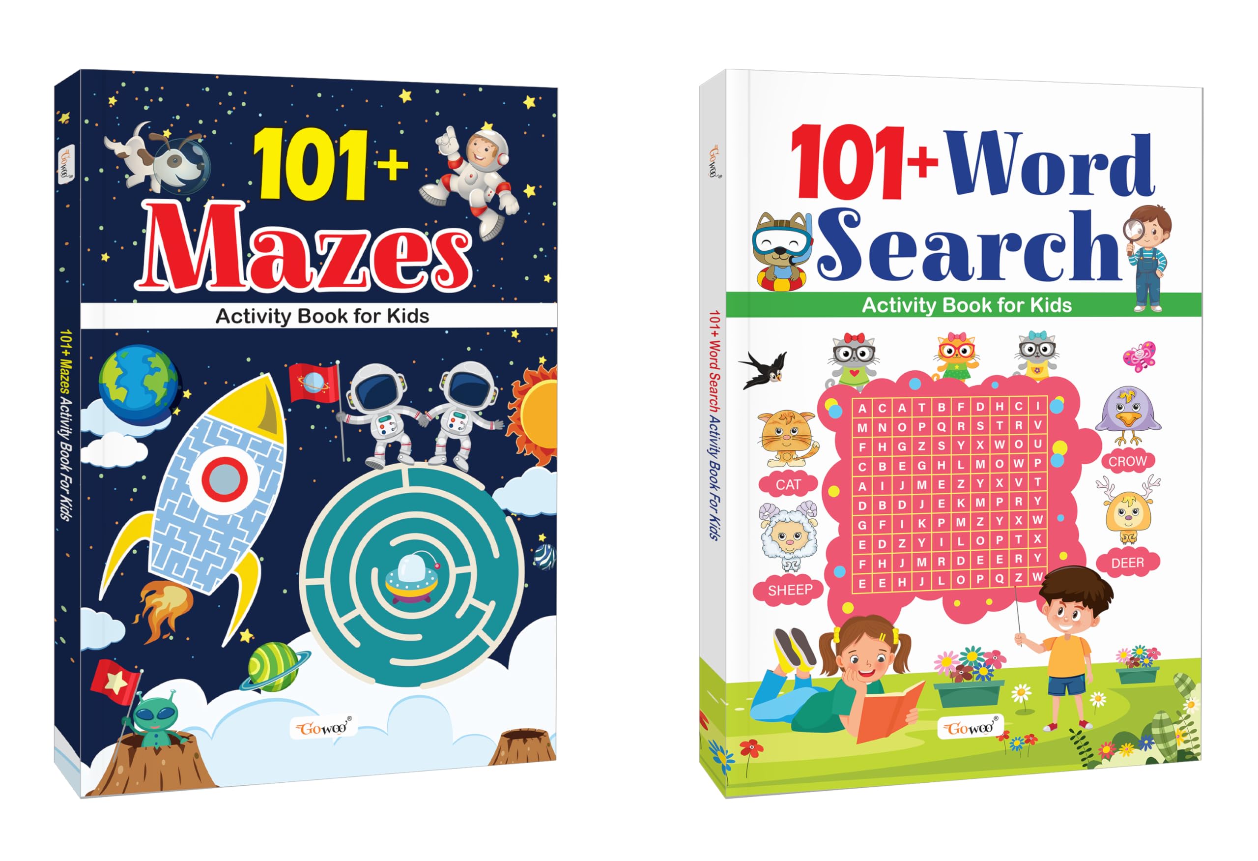 101+ Word Search And Mazes Activity Book For Kids : Kids Learning Workbook, Interactive Learning Book,Brain-Boosting Activity Book For Kids | Combo Of 2 Books
