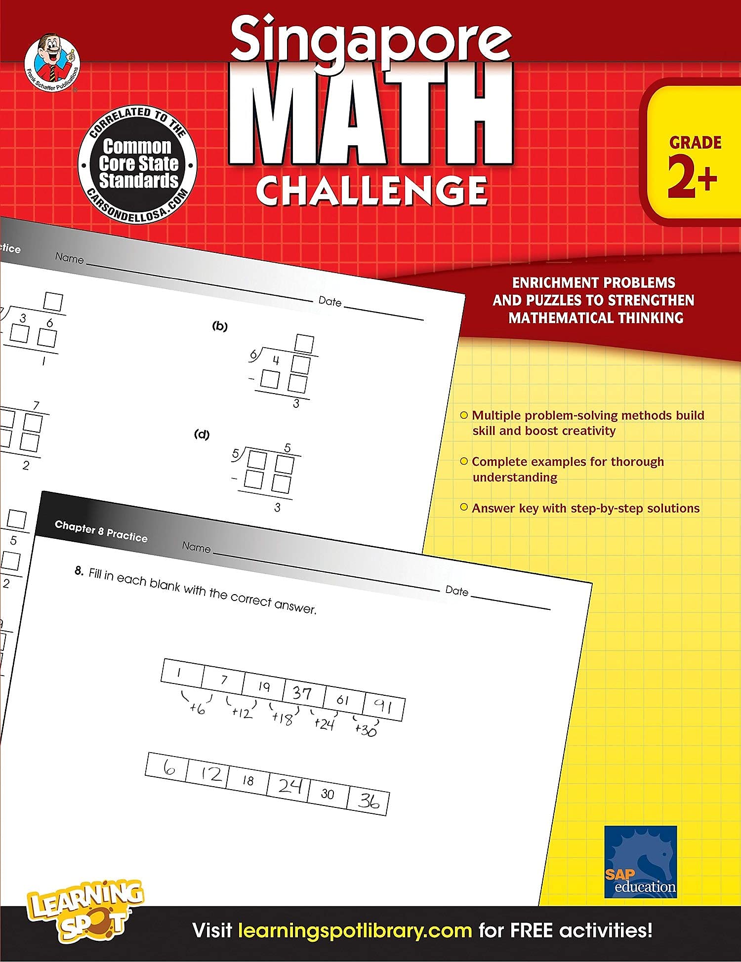 Carson Dellosa 704279 Frank Schaffer Singapore Math Challenge Workbook, Grades 2  5