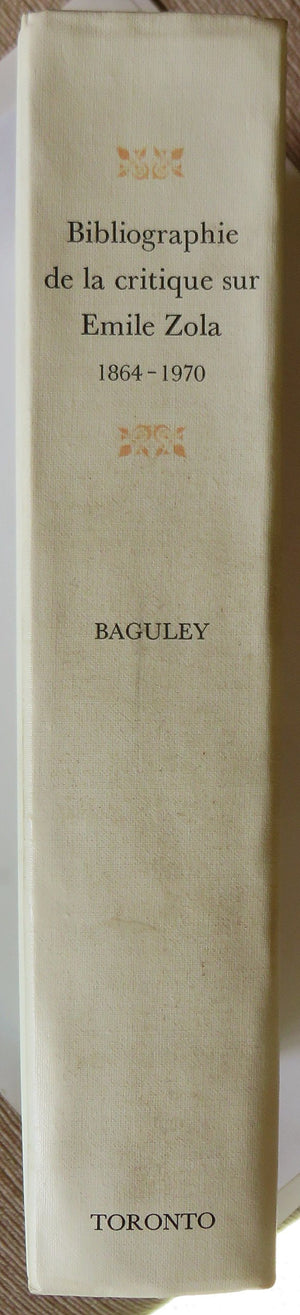 Bibliographie De LA Critique Sur Emile Zola 18641970,Used
