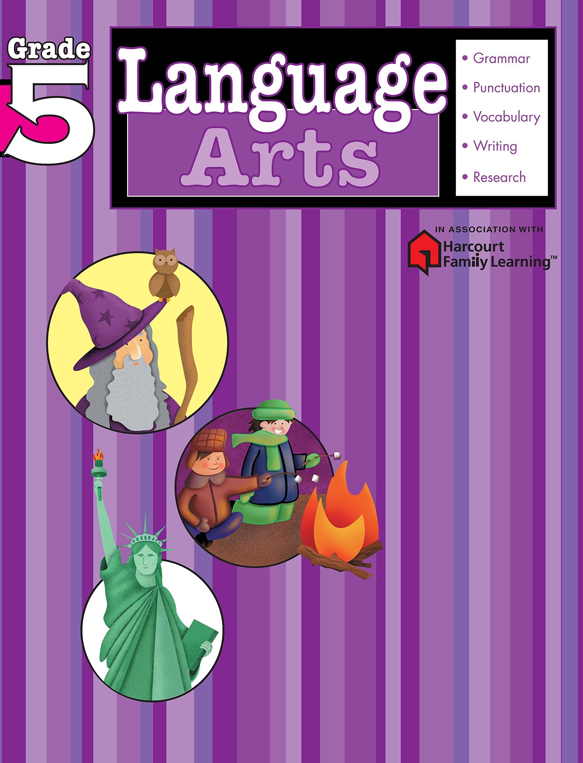 Language Arts: Grade 5 (Flash Kids Harcourt Family Learning),Used