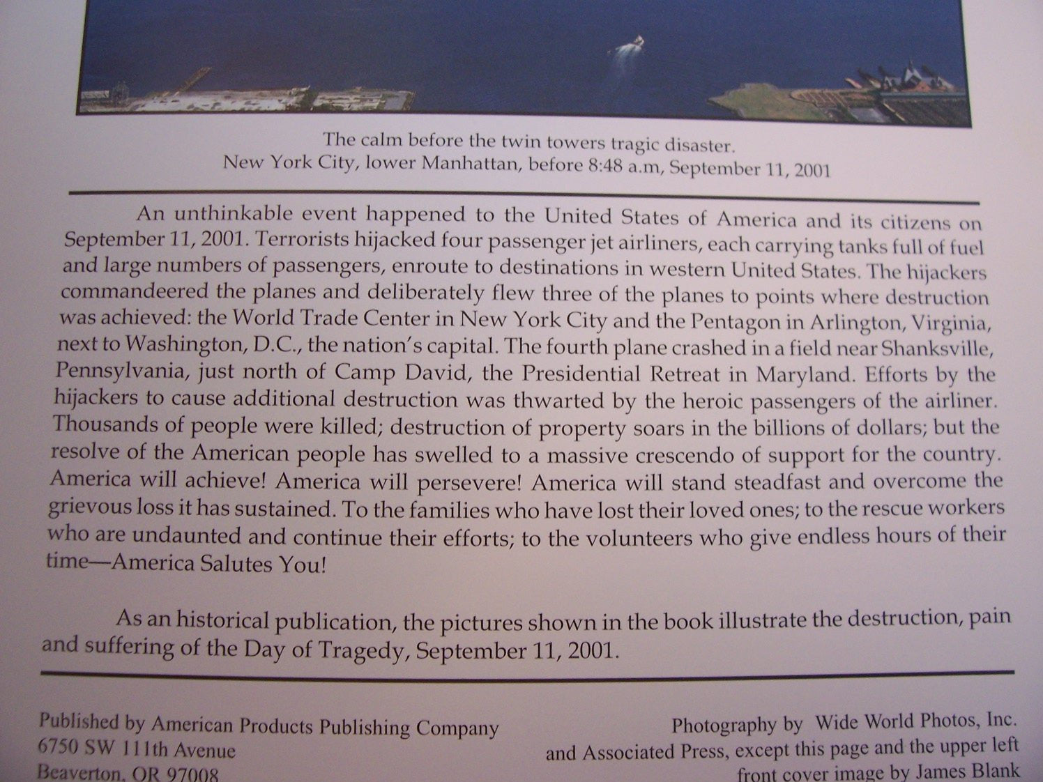 Day of Tragedy, September 11, 2001: World Trade Center, The Pentagon, Flight 93,Used