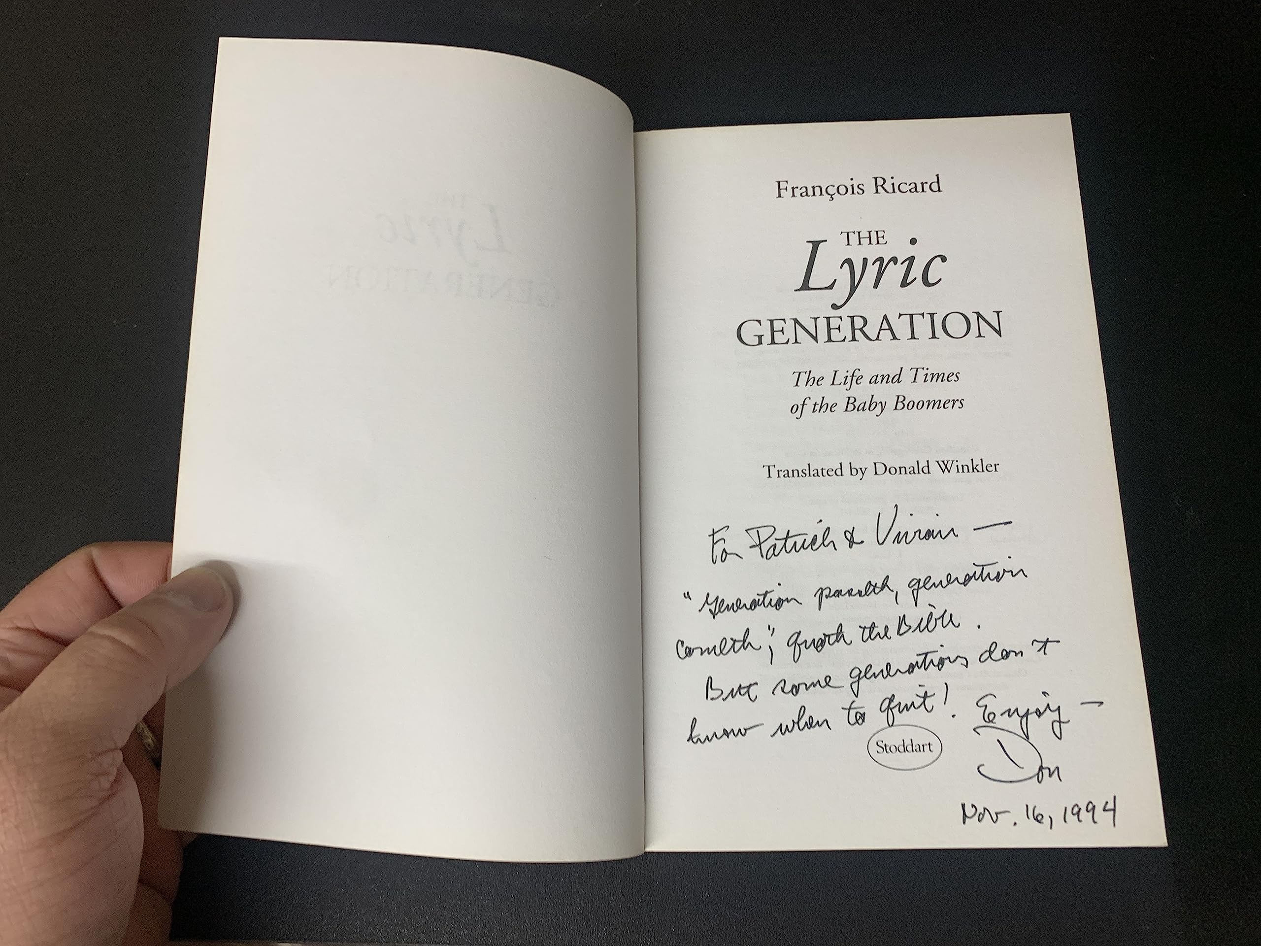 The lyric generation: The life and times of the baby boomers,New