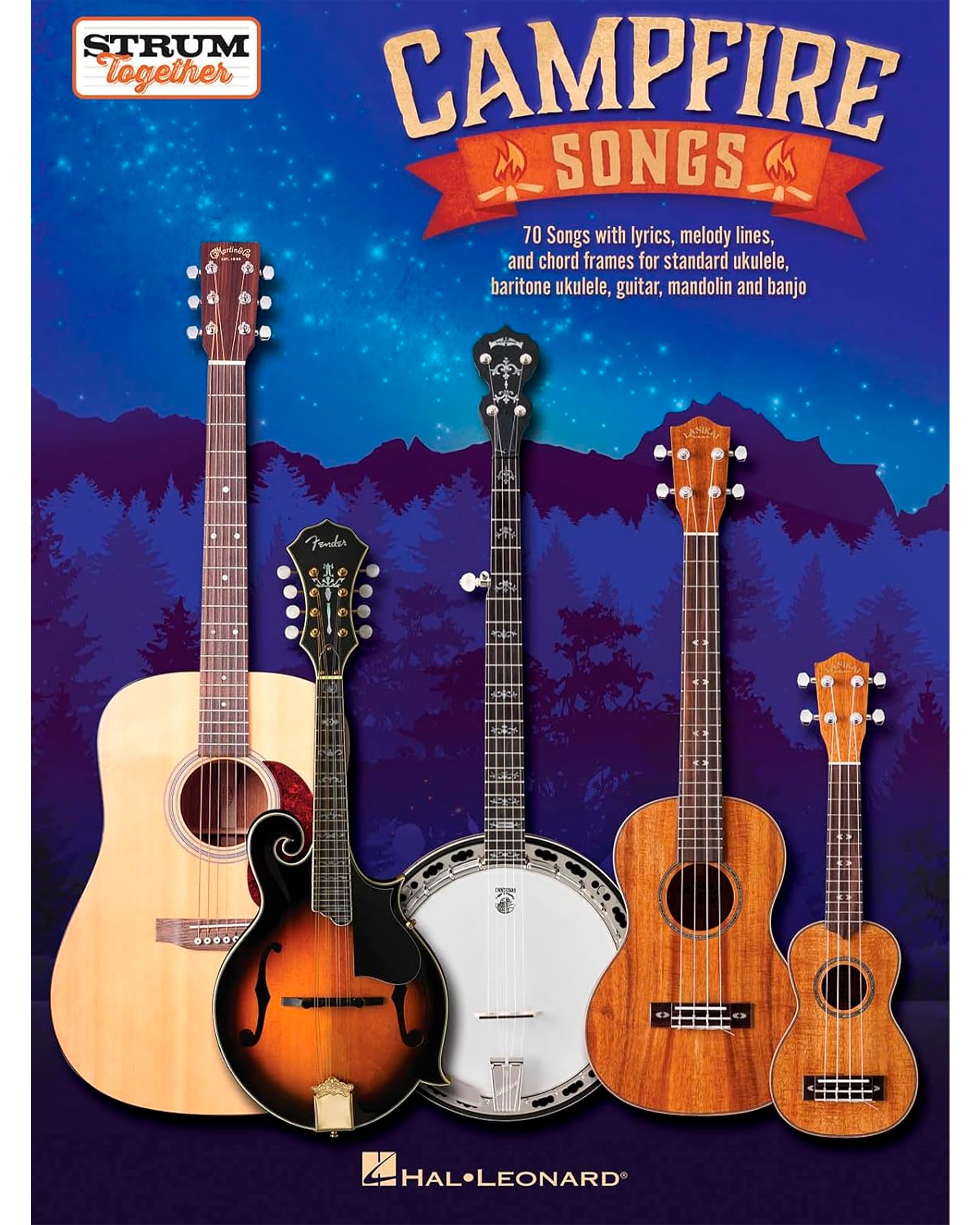 Campfire Songs  Strum Together  Country Guitar Book with 70 Great Songs  Acoustic Guitar Book for Standard Ukulele, Baritone ,New
