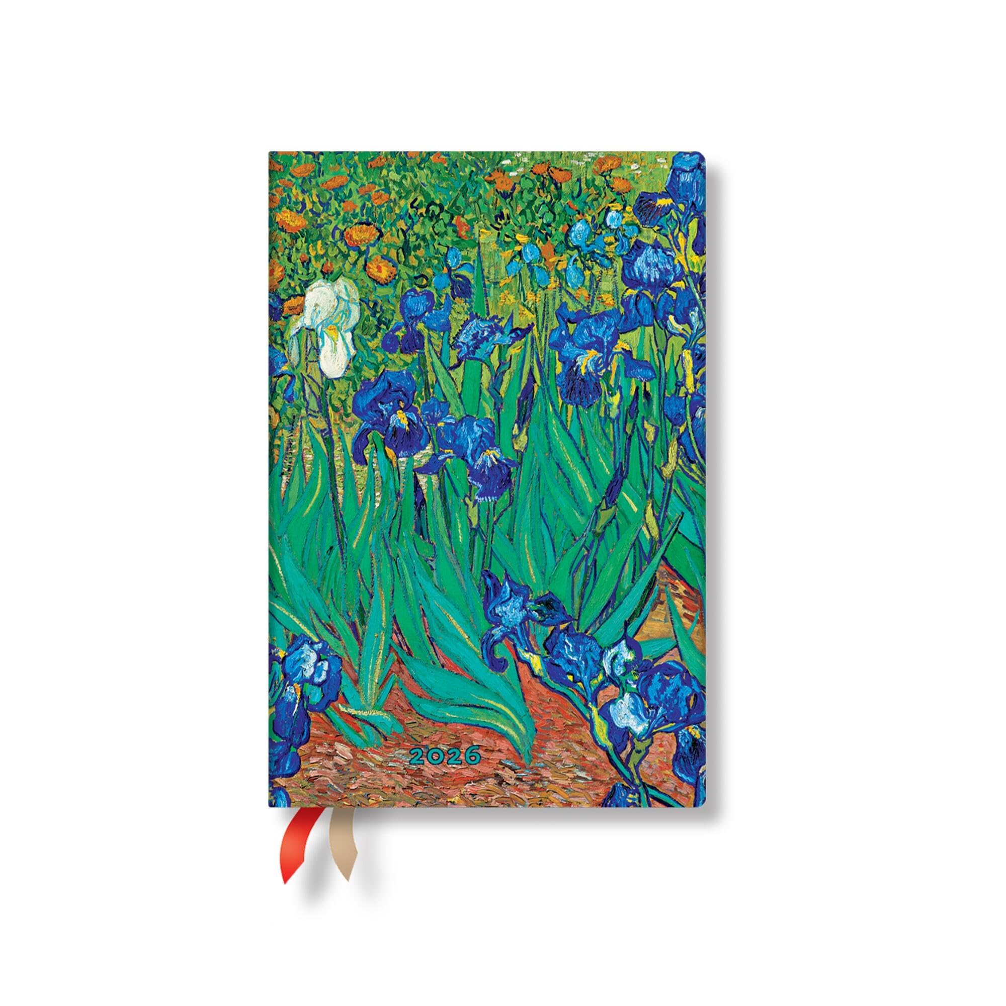 Paperblanks | 2026 Van GoghS Irises | Van GoghS Irises | 12Month Planner | Mini | Horizontal | Elastic Band | 160 Pg | 100