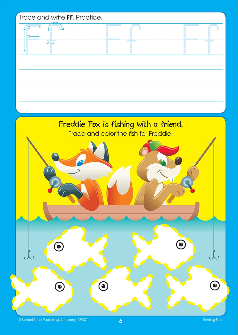 School Zone  Printing Fun! Write & Reuse Workbook  Ages 4 To 6, Preschool To Kindergarten, Tracing Letters, Prewriting, Wipe ,Used