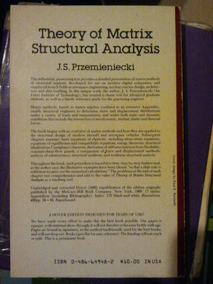 Theory of Matrix Structural Analysis (Dover Civil and Mechanical Engineering),Used