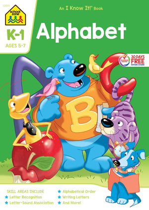 School Zone  Alphabet Workbook  32 Pages, Ages 5 To 7, Kindergarten To 1St Grade, Abcs, Letters, Letter Word & Object Associat,Used