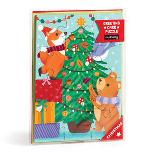 Mudpuppy Christmas Critters  Bug Themed Christmas Greeting Card And Jigsaw Puzzle Includes Color Coordinated Envelope And Stick