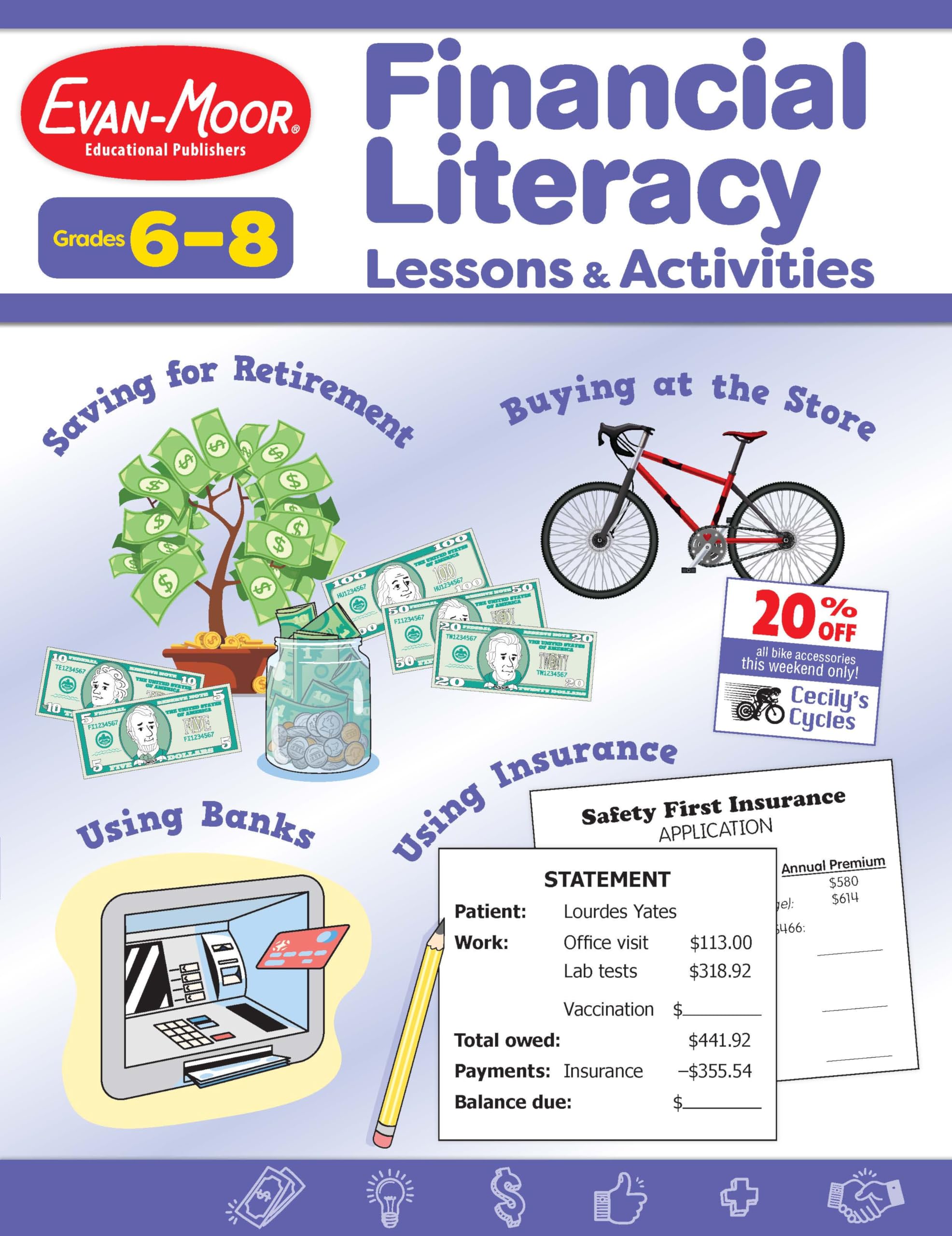 Evanmoor Financial Literacy Lessons And Activities, Grade 68, Homeschool And Classroom Resource Workbook, Learn About Money, E,Used