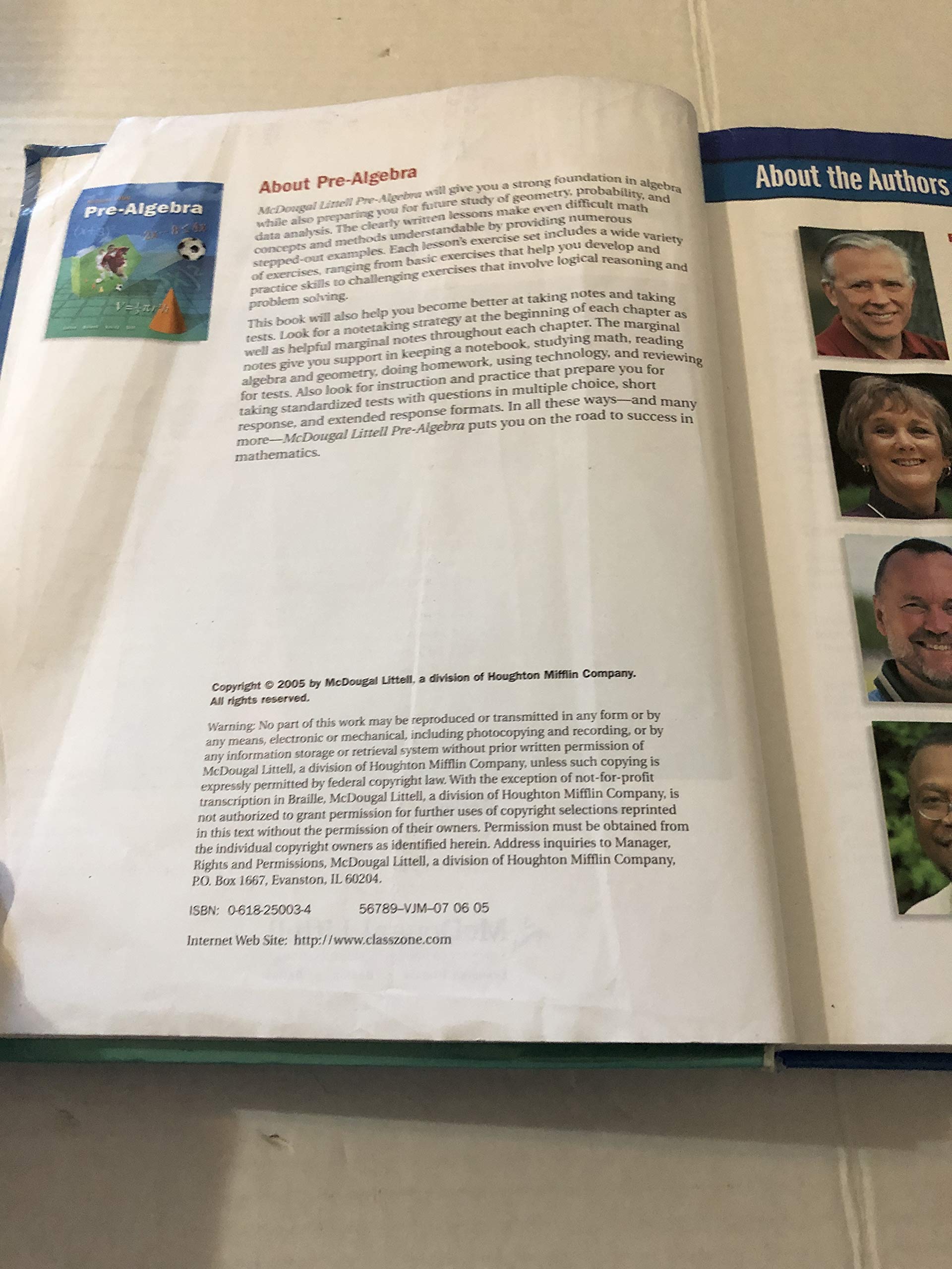 McDougal Littell PreAlgebra: Student Edition 2005,New