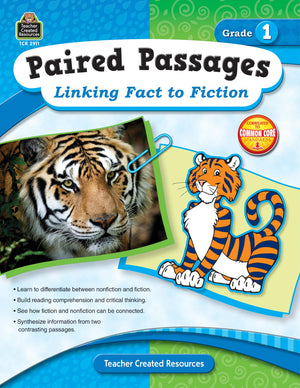 Teacher Created Resources Paired Passages: Linking Fact to Fiction Book, Grade 1,Used