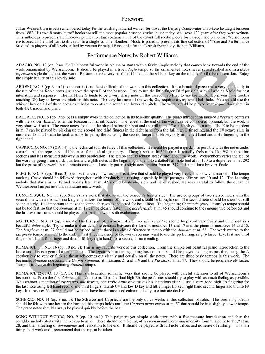 11 Bassoon Recital Pieces from Tone and Performance Studies,New