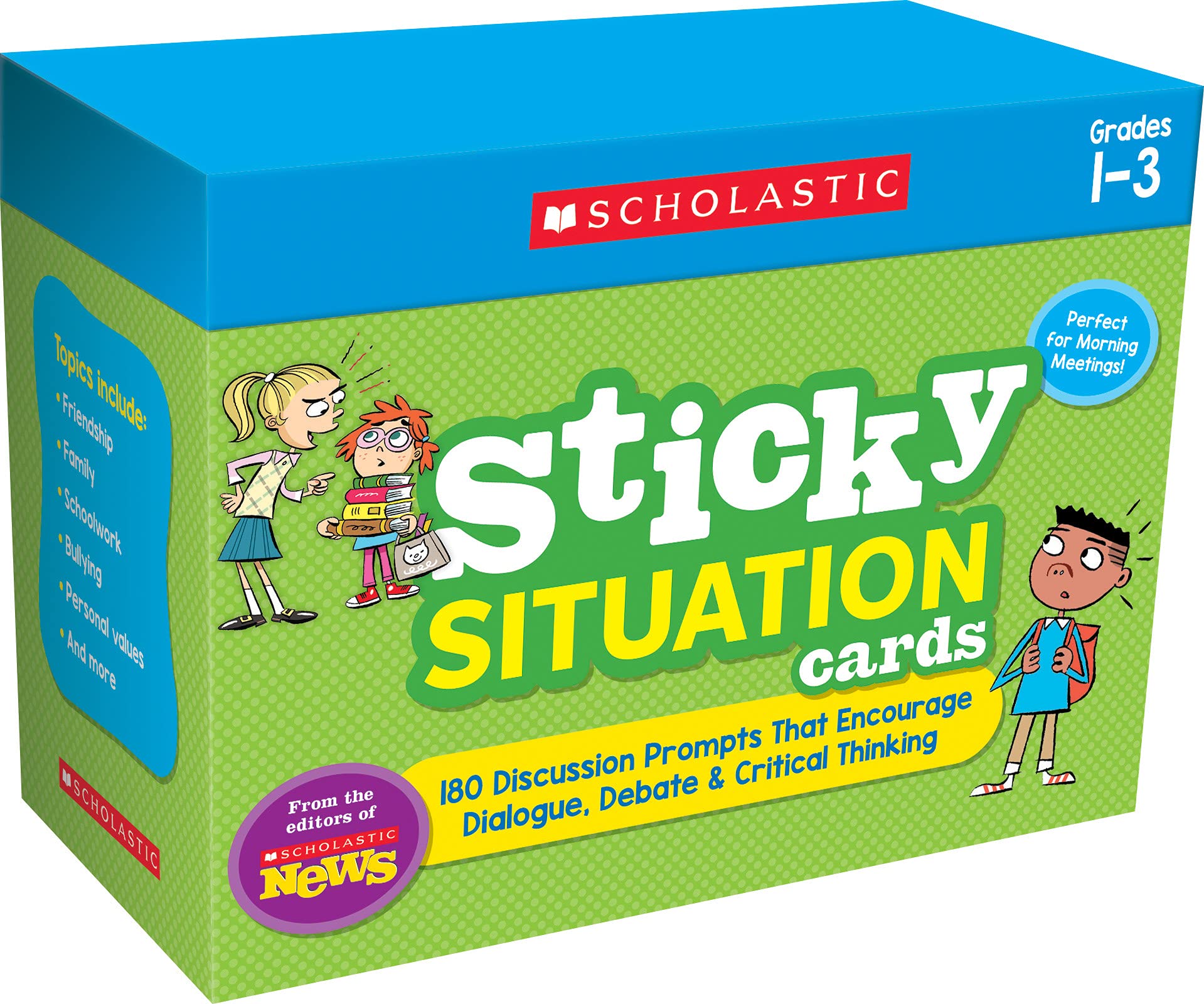 Scholastic News Sticky Situation Cards: Grades 13: 180 Discussion Prompts That Encourage Dialogue, Debate & Critical Thinking,Used