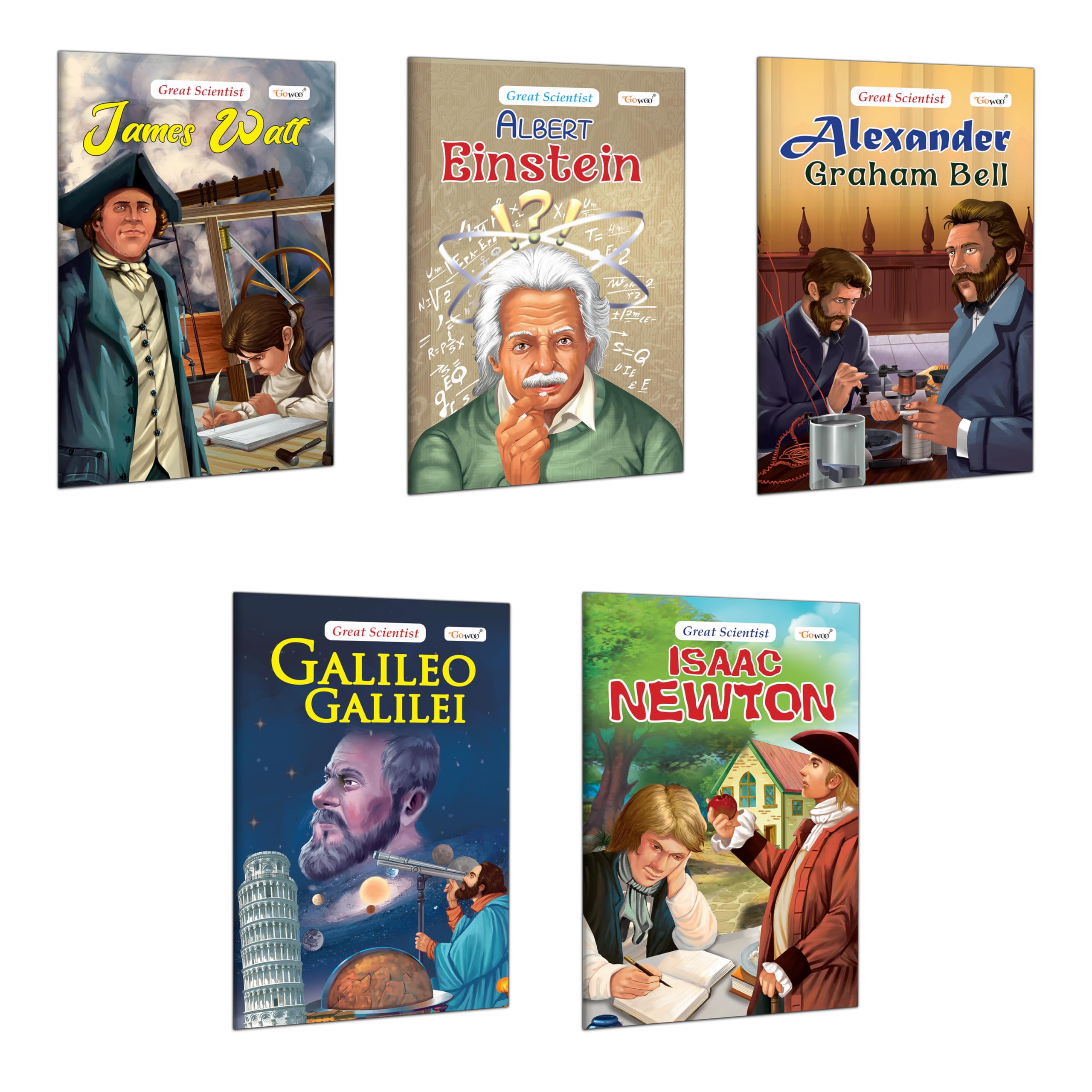 Albert Einstein, Alexander Graham Bell, Galileo Galilei, Issac Newton And James Watt (Great Scientists) : Inspiring Scientists Stories, Educational Storybook For Kids | Combo Of 5 Books