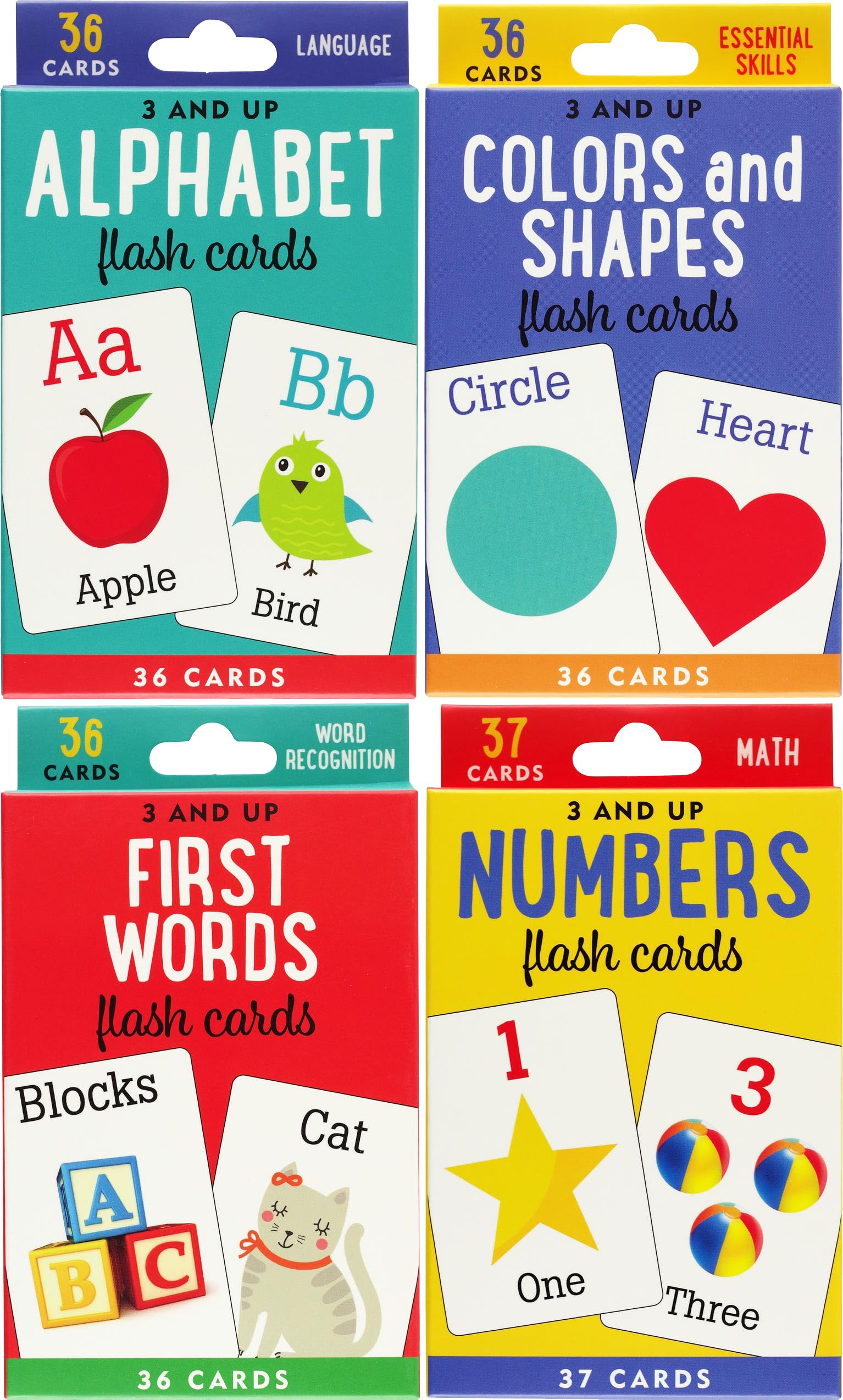 Flash Cards Value Pack  Set of 4 (Alphabet, First Words, Numbers, Colors & Shapes),New