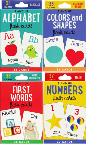 Flash Cards Value Pack  Set of 4 (Alphabet, First Words, Numbers, Colors & Shapes),New