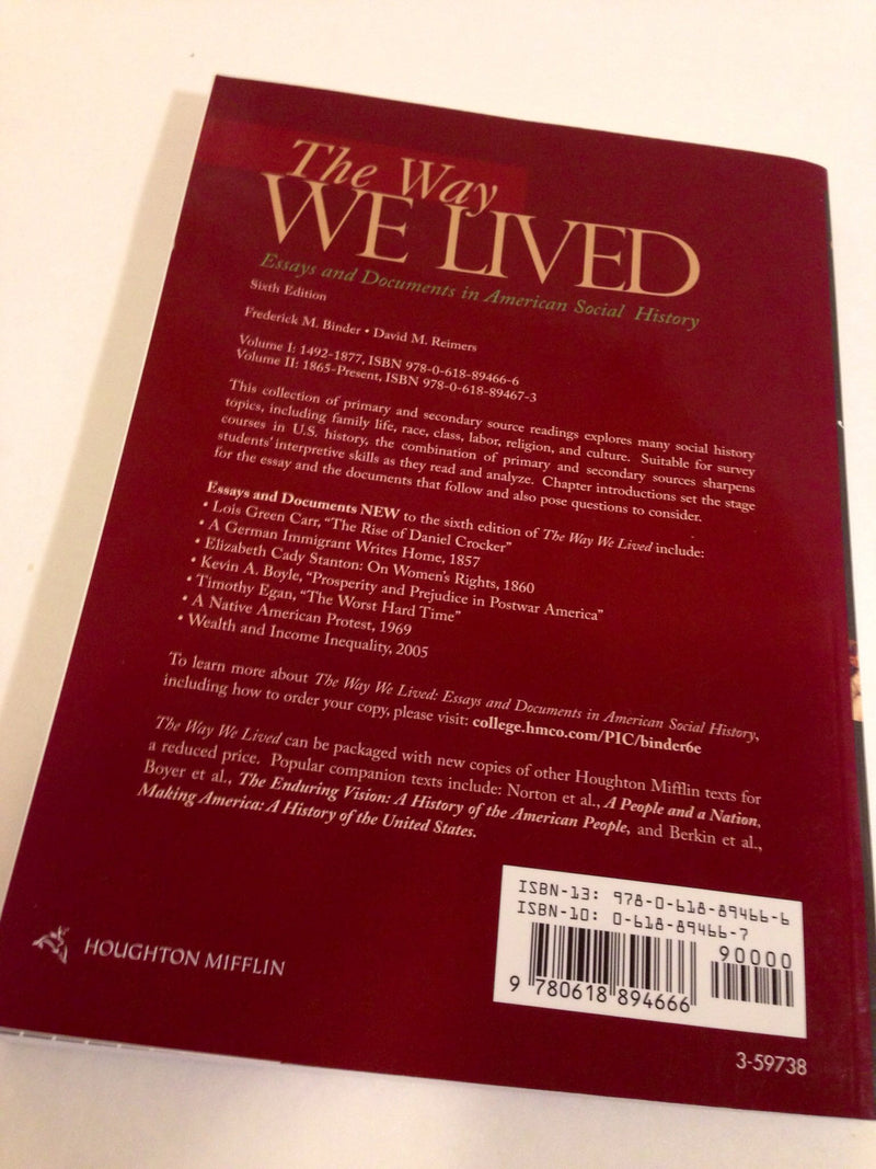 The Way We Lived: Essays and Documents in American Social History, Volume I: 14921877,Used