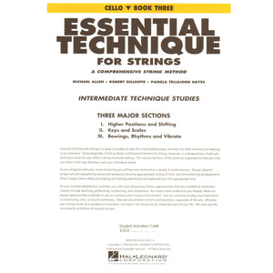Hal Leonard Essential Technique for Strings  Cello (Book 3 with EEi),New