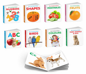 My First Learning Library : 8-Book Set For Toddlers - Abc, Colours, Birds, Fruits, Farm Animals & Pets, Vegetables, Shapes And Numbers - Cute Board Book, Fun Board Books For Kids