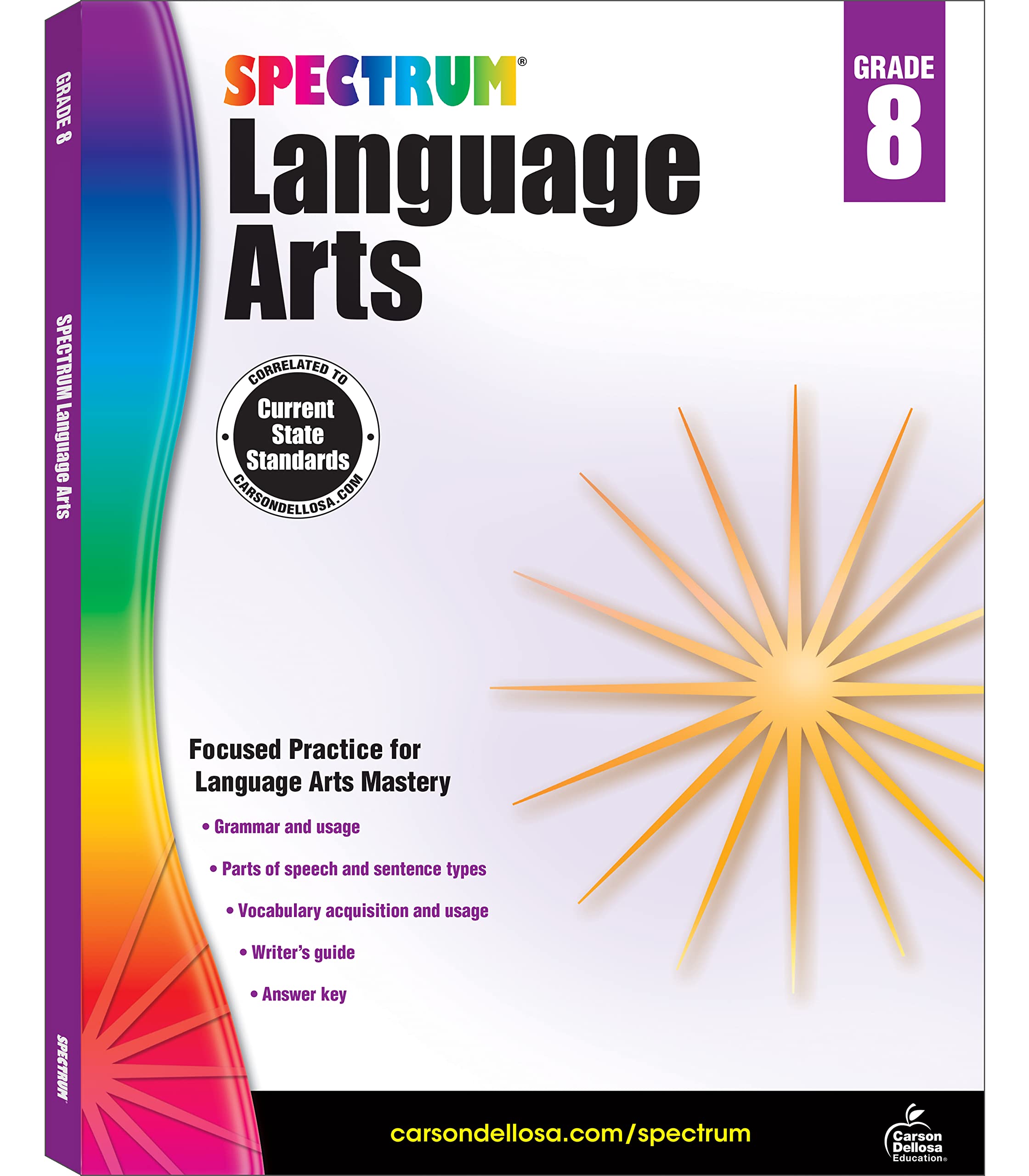 Spectrum Grade 8 Language Arts Workbook, Ages 1314, Parts of Speech, Vocabulary, Writing Practice, Sentence Building Skills, an,New