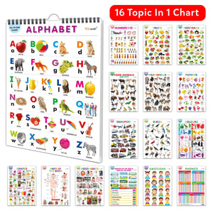 My First All In One Spiral Chart : Learning Chart Book For Kids, Educational Chart For Toddlers, Collection With 16 Topics, Birthday Gifts For Kids