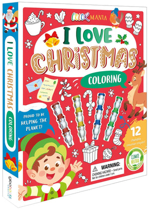 I Love Christmas Coloring: Activity Set With Stackable Snowman Crayons,Used