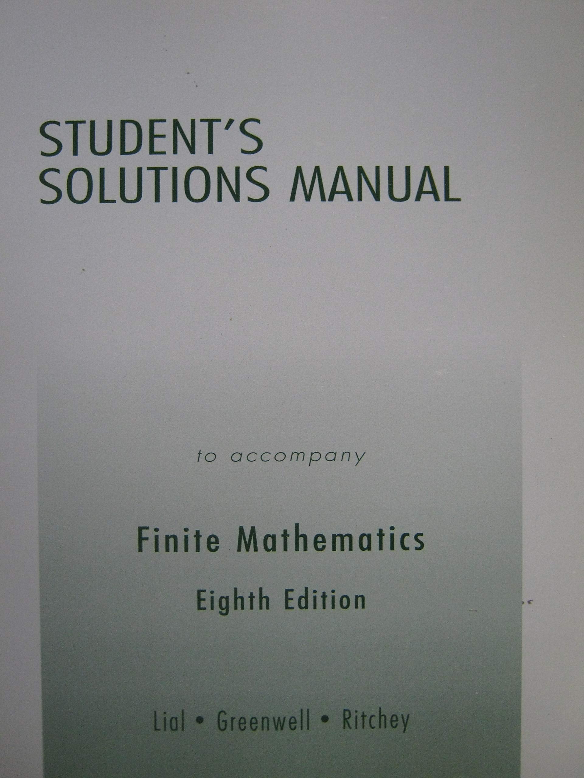 Student Solutions Manual for Finite Mathematics,Used