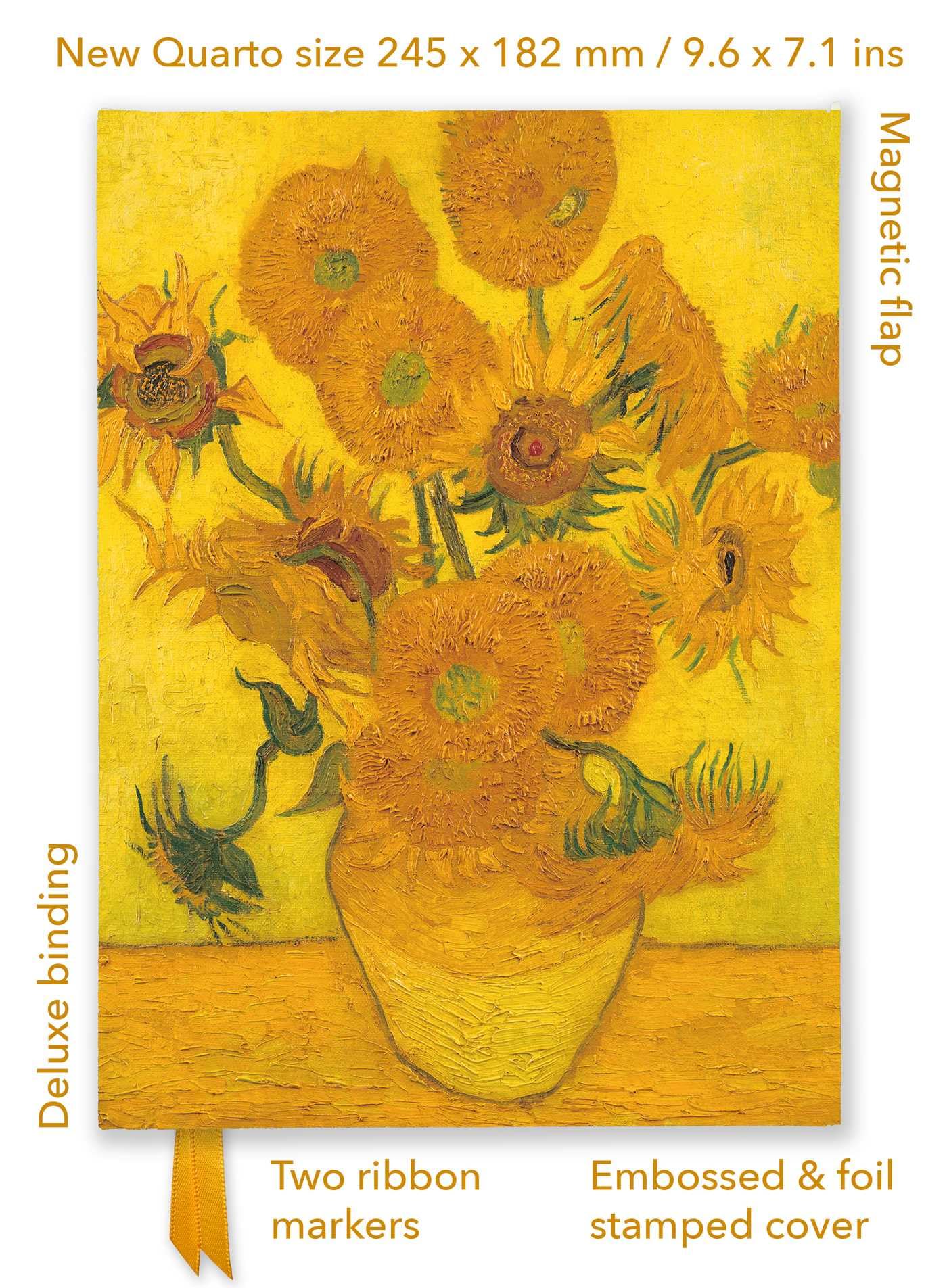 Vincent Van Gogh: Sunflowers (Foiled Quarto Journal) (Flame Tree Quarto Notebook)