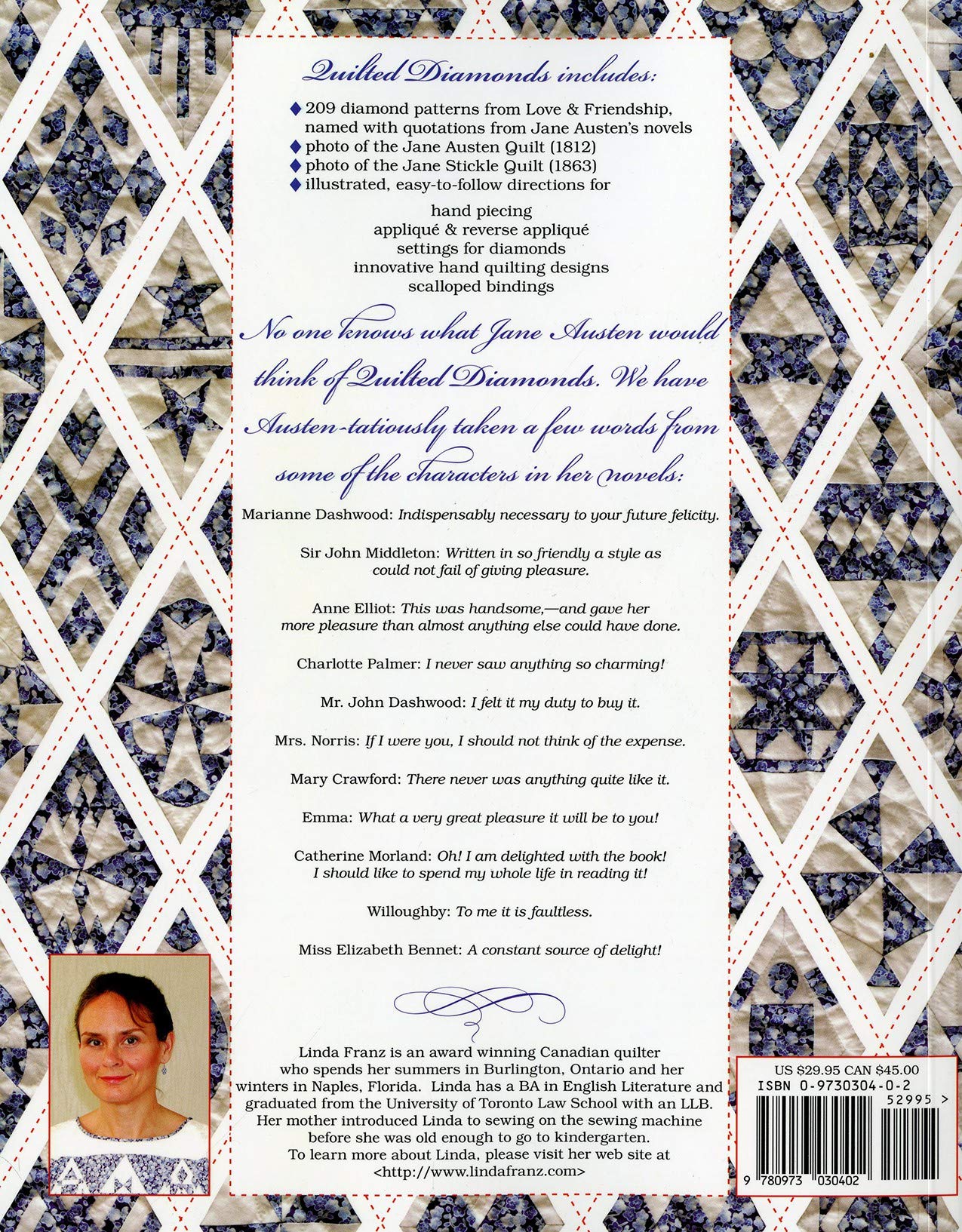 Quilted Diamonds: Jane Austen, Jane Stickle & Friends [Perfect Paperback],Used