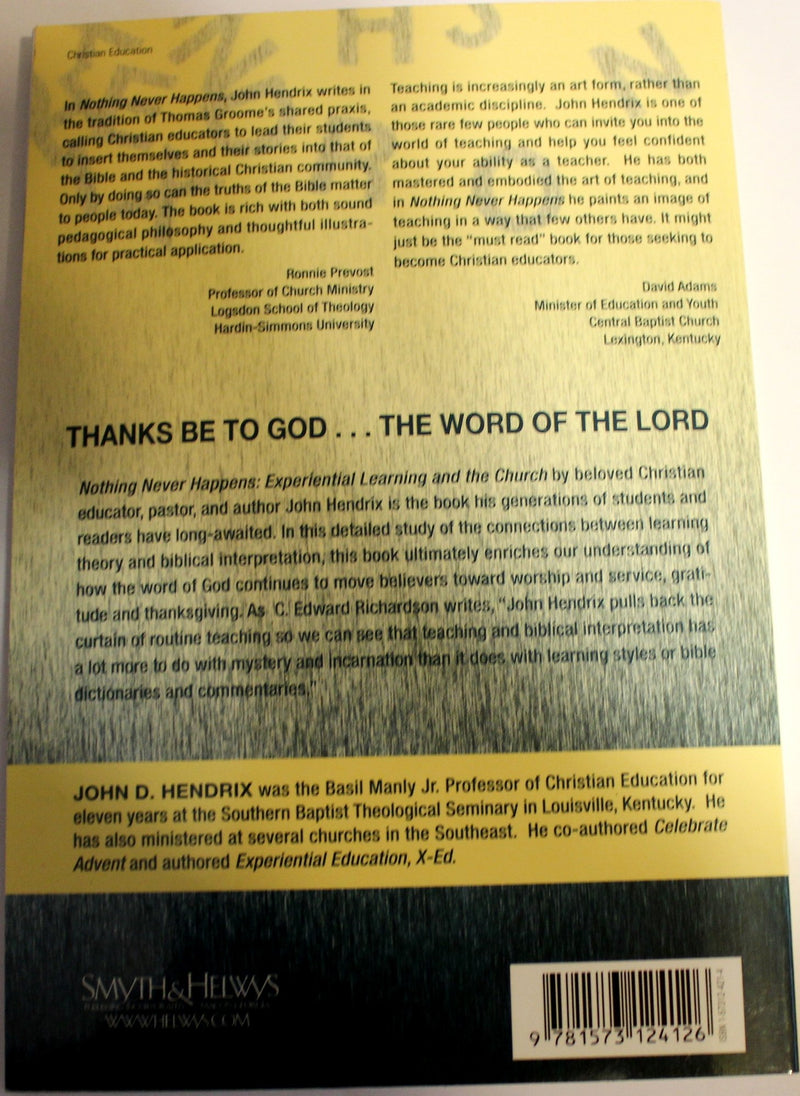 Nothing Never Happens: Experiential Learning and the Church,Used