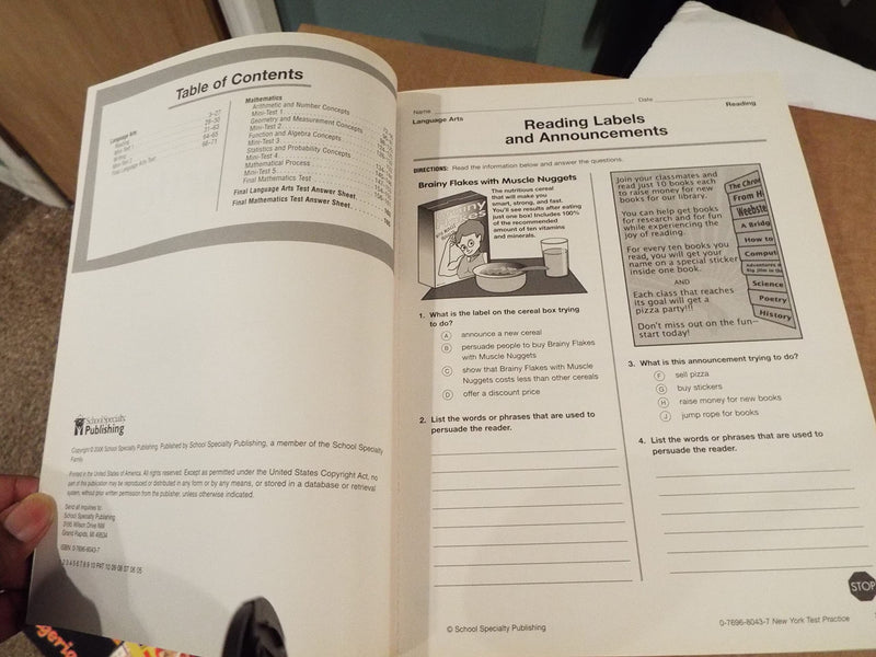 New York Test Practice consumable, Grade 3,Used