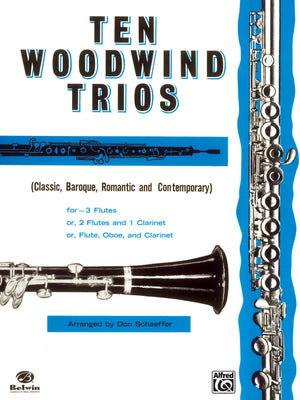 Ten Woodwind Trios: Fl, Ob, Cl or 3 Fl or 2 Fl, Cl,Used