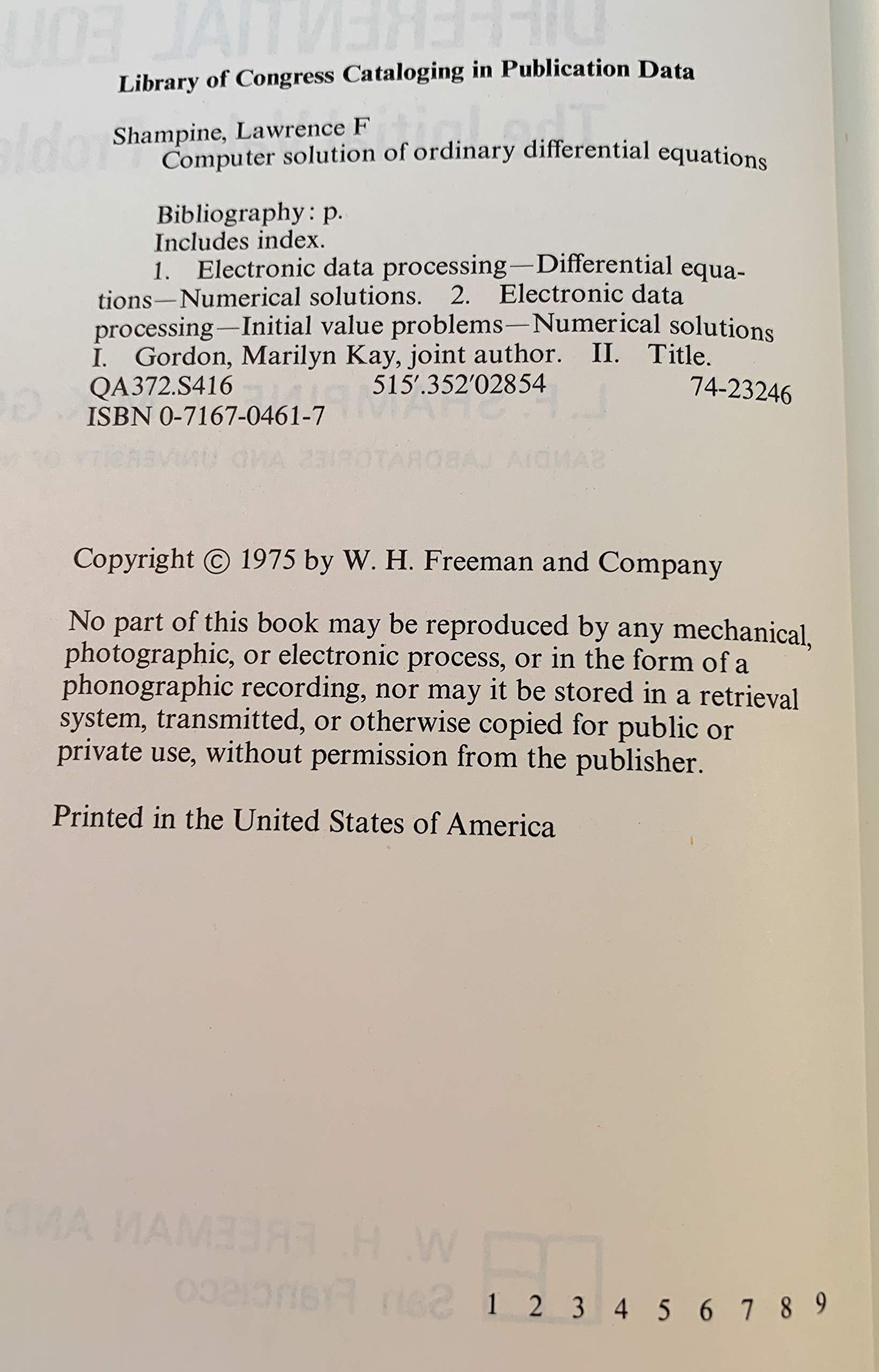 Computer solution of ordinary differential equations: The initial value problem,Used