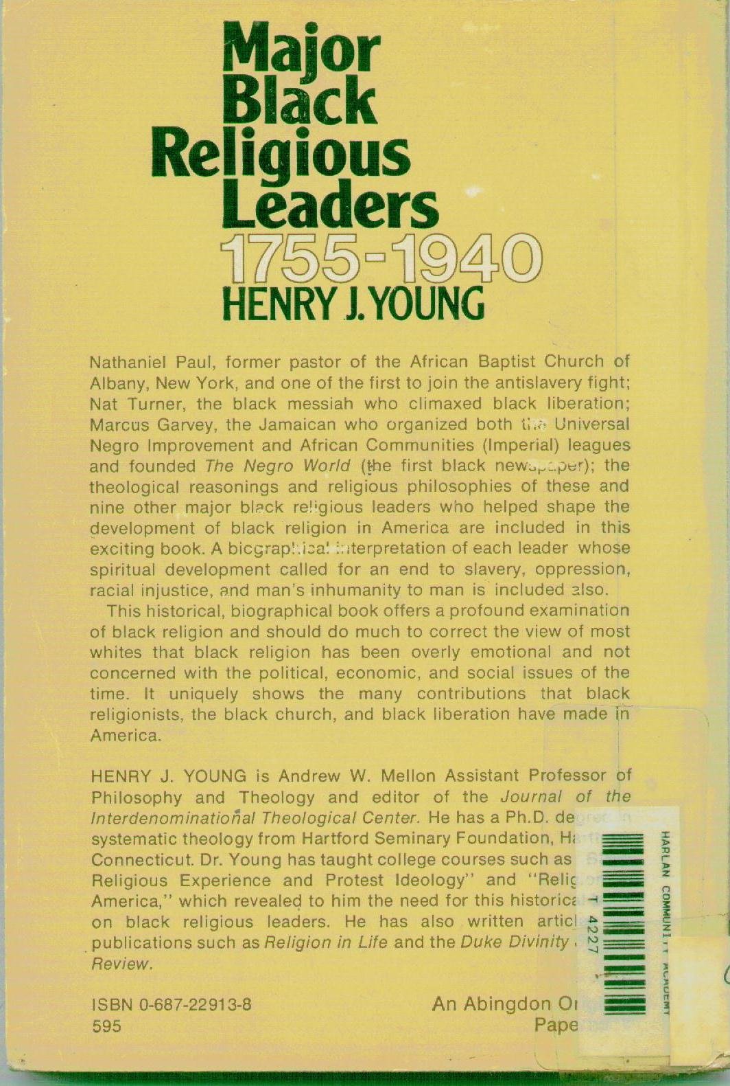 Major Black Religious Leaders, 17551940,Used