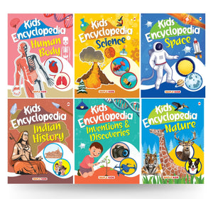 Kids Encyclopedia (Set Of 6 Books) (Illustrated) - Human Body, Science, Space, Nature, Inventions And Discoveries, Indian History - General Knowledge - Knowledge Book For Kids - Age 6+