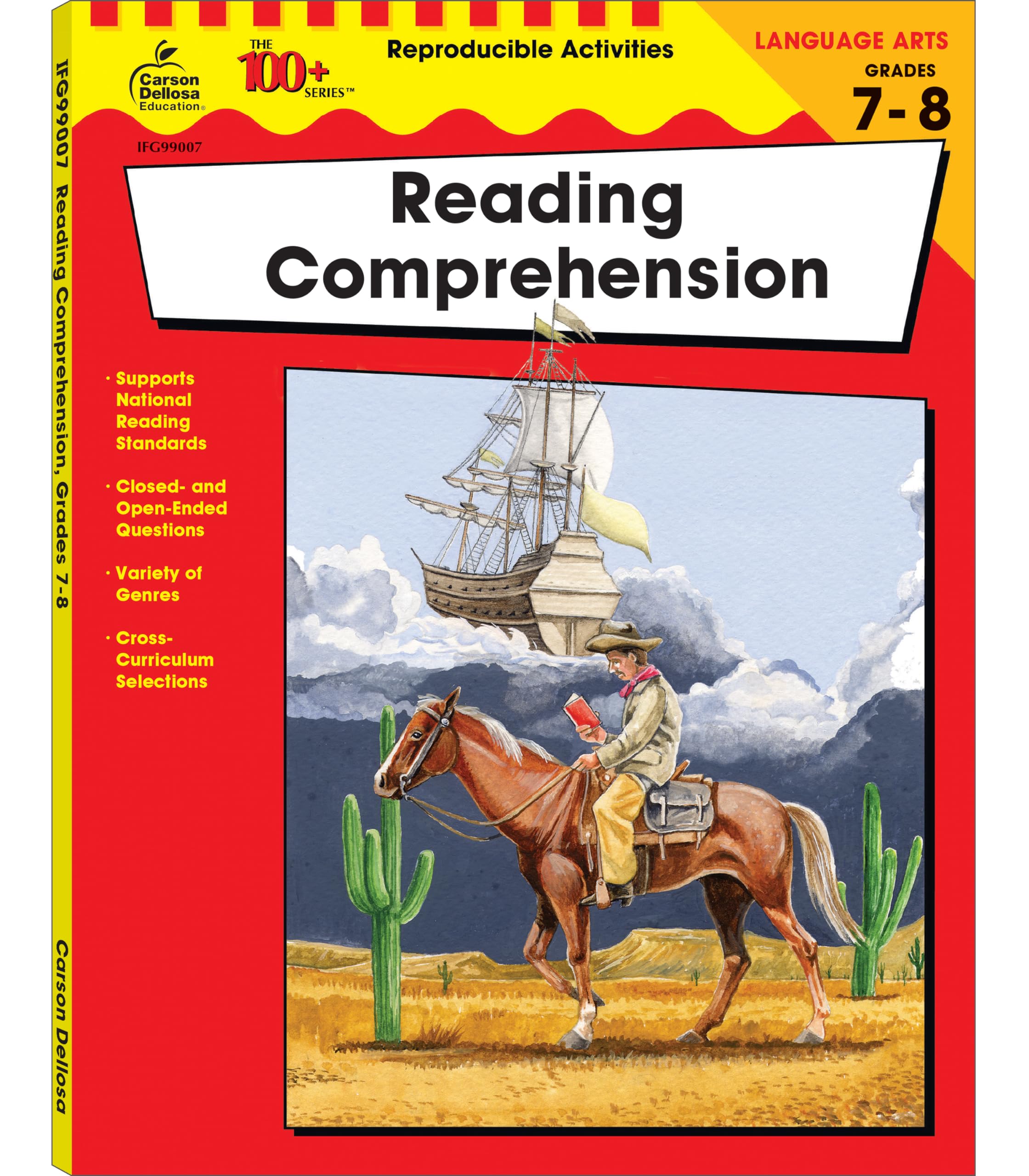 Carson Dellosa The 100 Series Reading Comprehension 7Th Grade And 8Th Grade Workbook, Nonfiction And Fiction Passages, Poetry, R-new