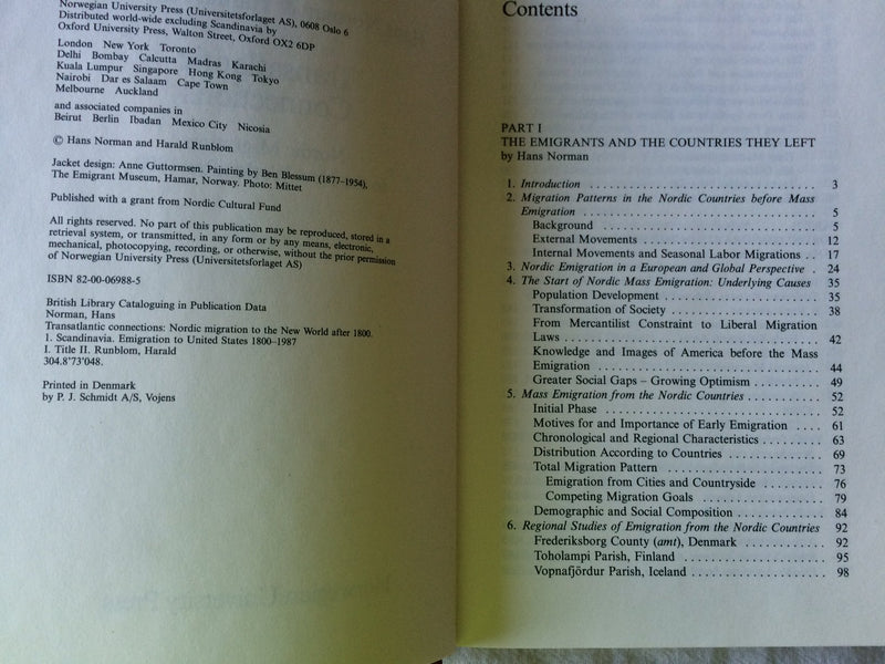 Transatlantic Connections: Nordic Migration to the New World after 1800,Used