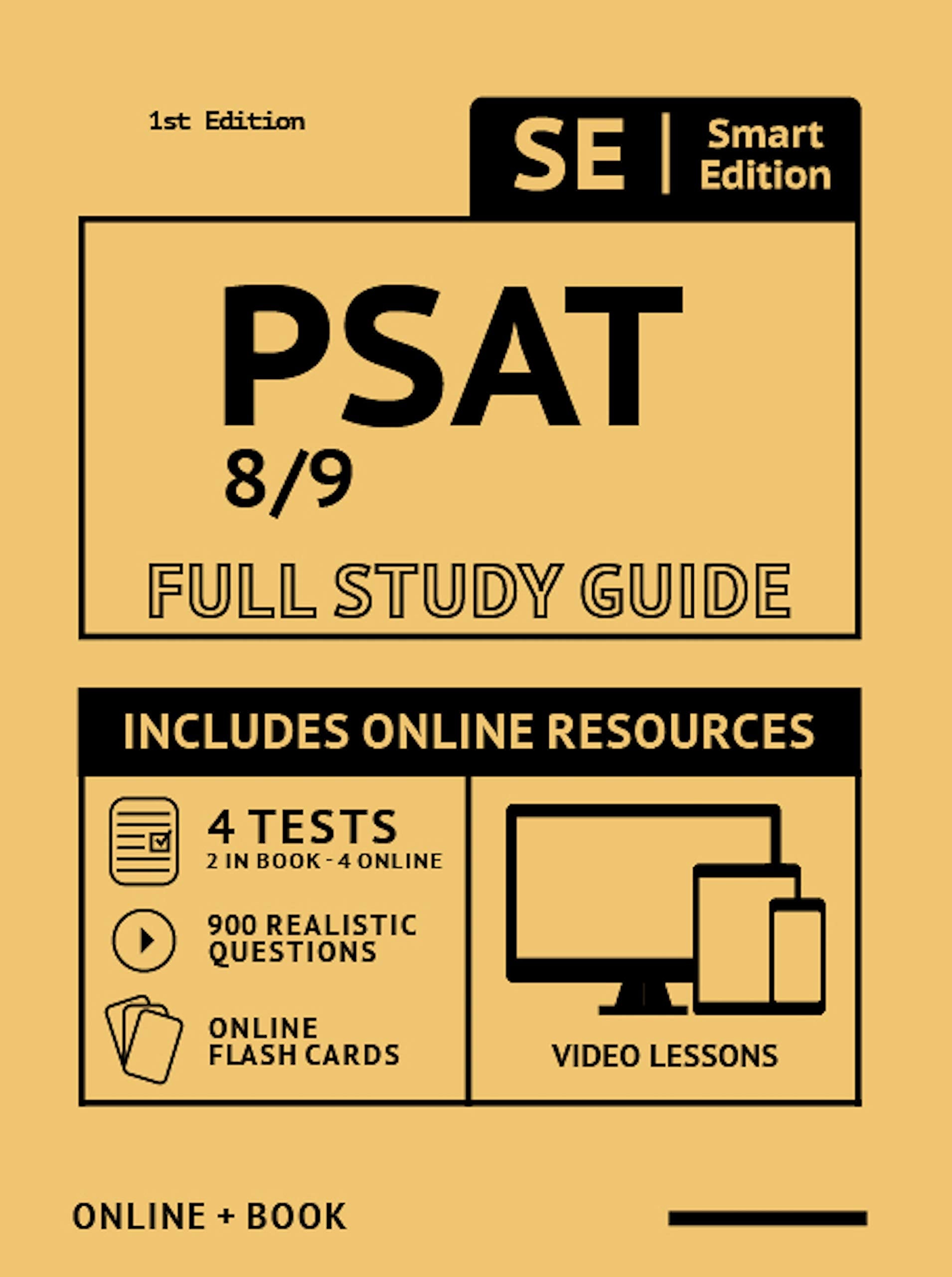 PSAT 8/9 Full Study Guide: Complete Subject Review with Online Video Lessons, 4 Full Practice Tests Book + Online, 900 Realistic,Used