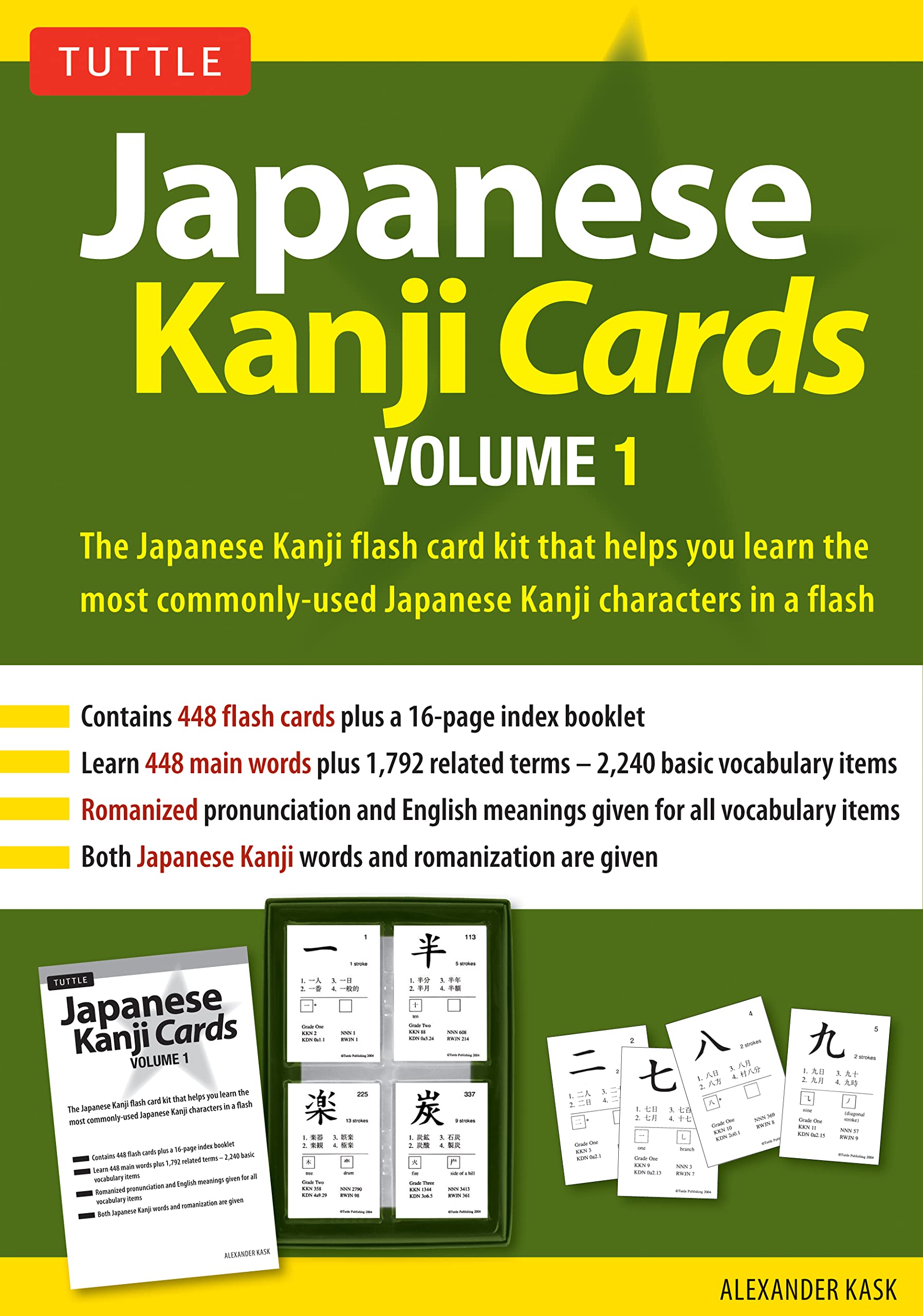 Japanese Kanji Cards Kit Volume 1: Learn 448 Japanese Characters Including Pronunciation, Sample Sentences & Related Compound Wo,New