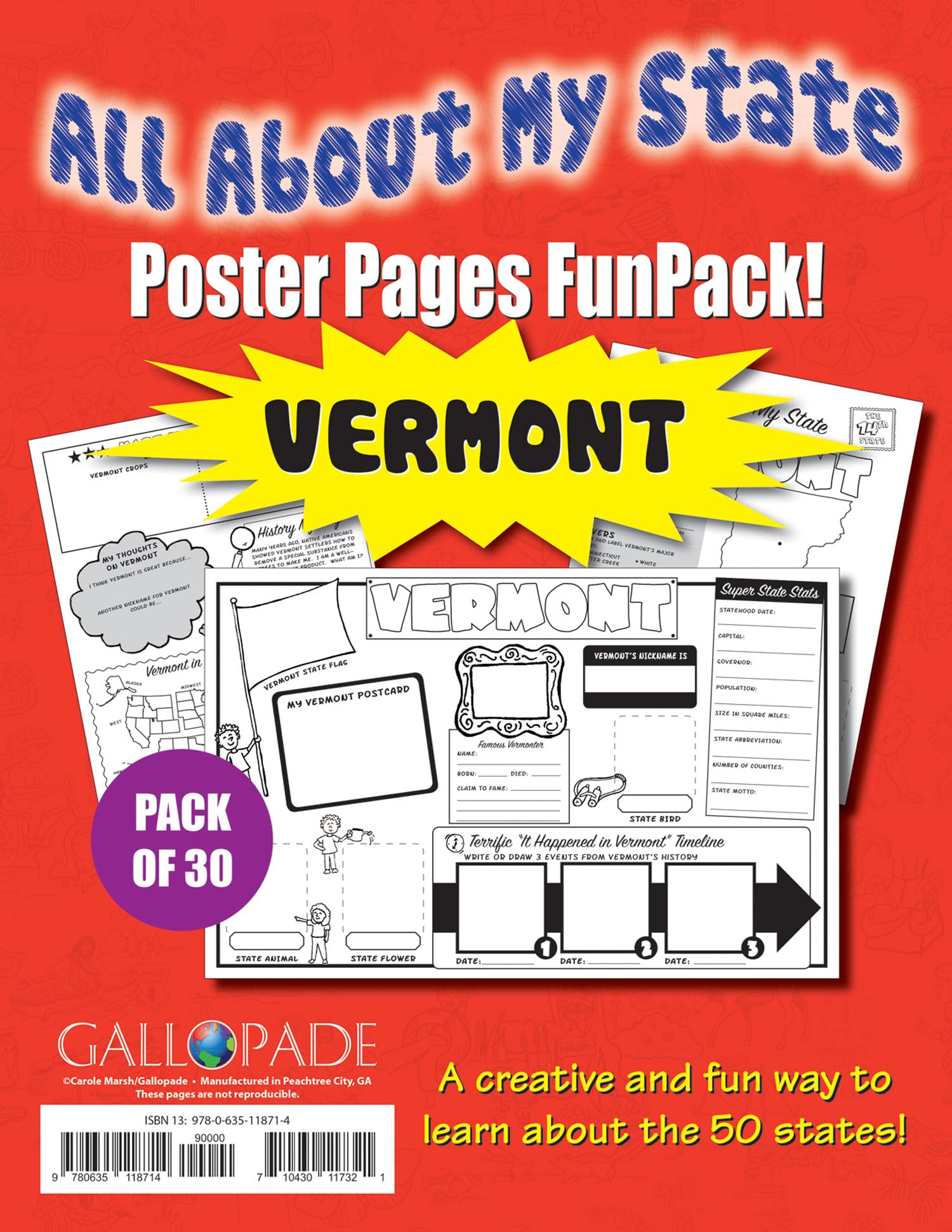 All about My StateVermont Funpack (Pack of 30) (Vermont Experience),Used