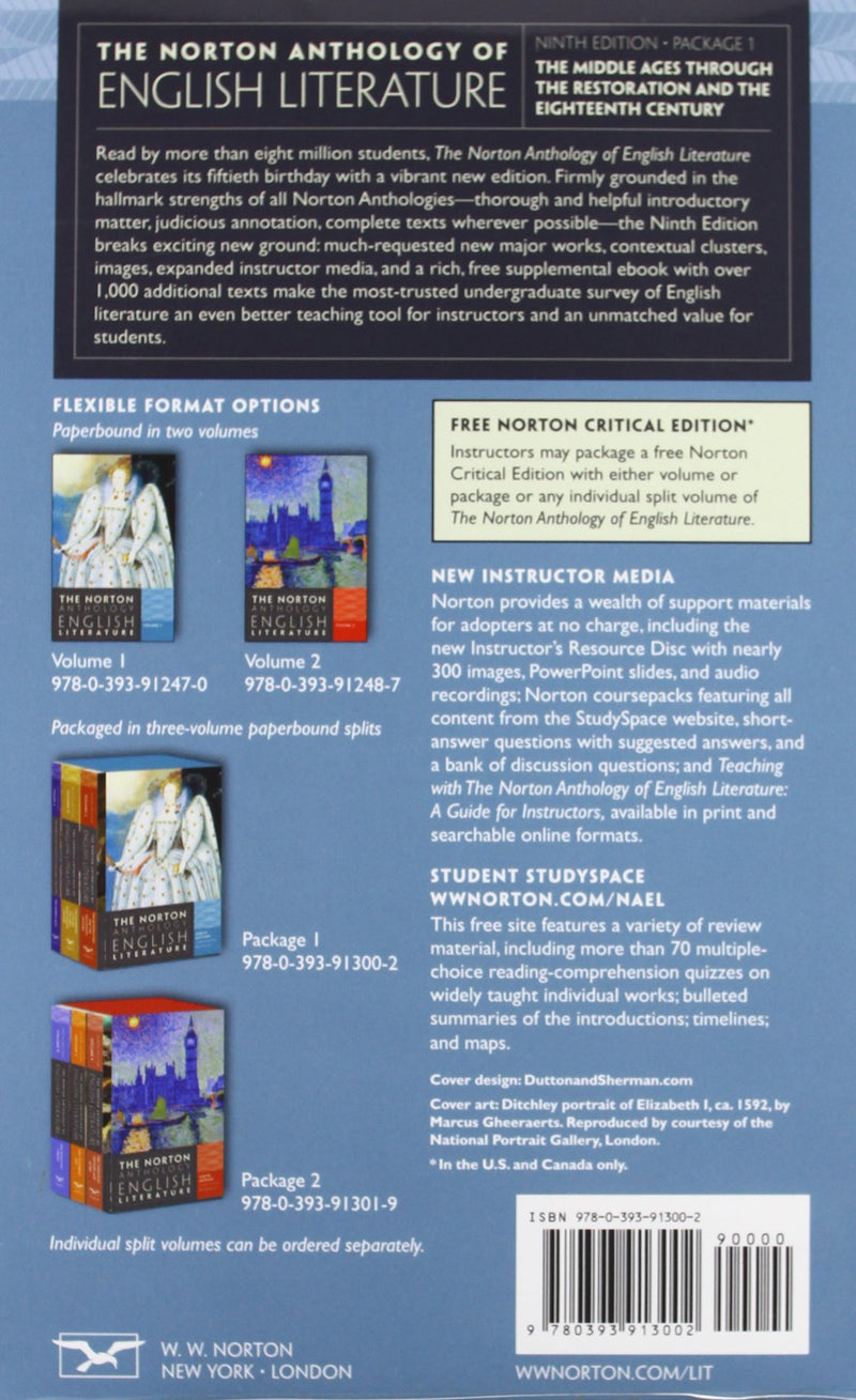 The Norton Anthology of English Literature (Ninth Edition) (Vol. Package 1: Volumes A, B, C),Used