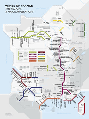 Metro Wine Map of France,New