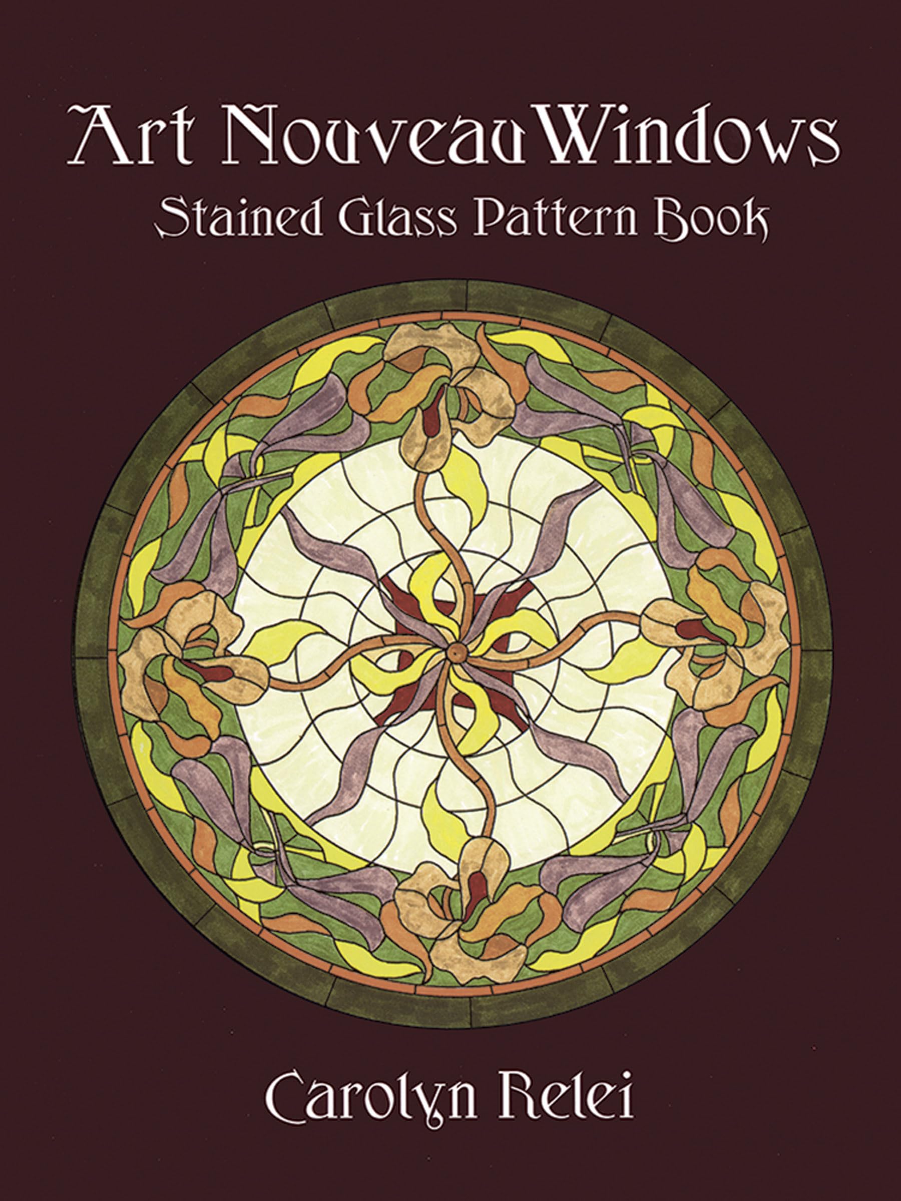 Art Nouveau Windows Stained Glass Pattern Book (Dover Crafts: Stained Glass),New