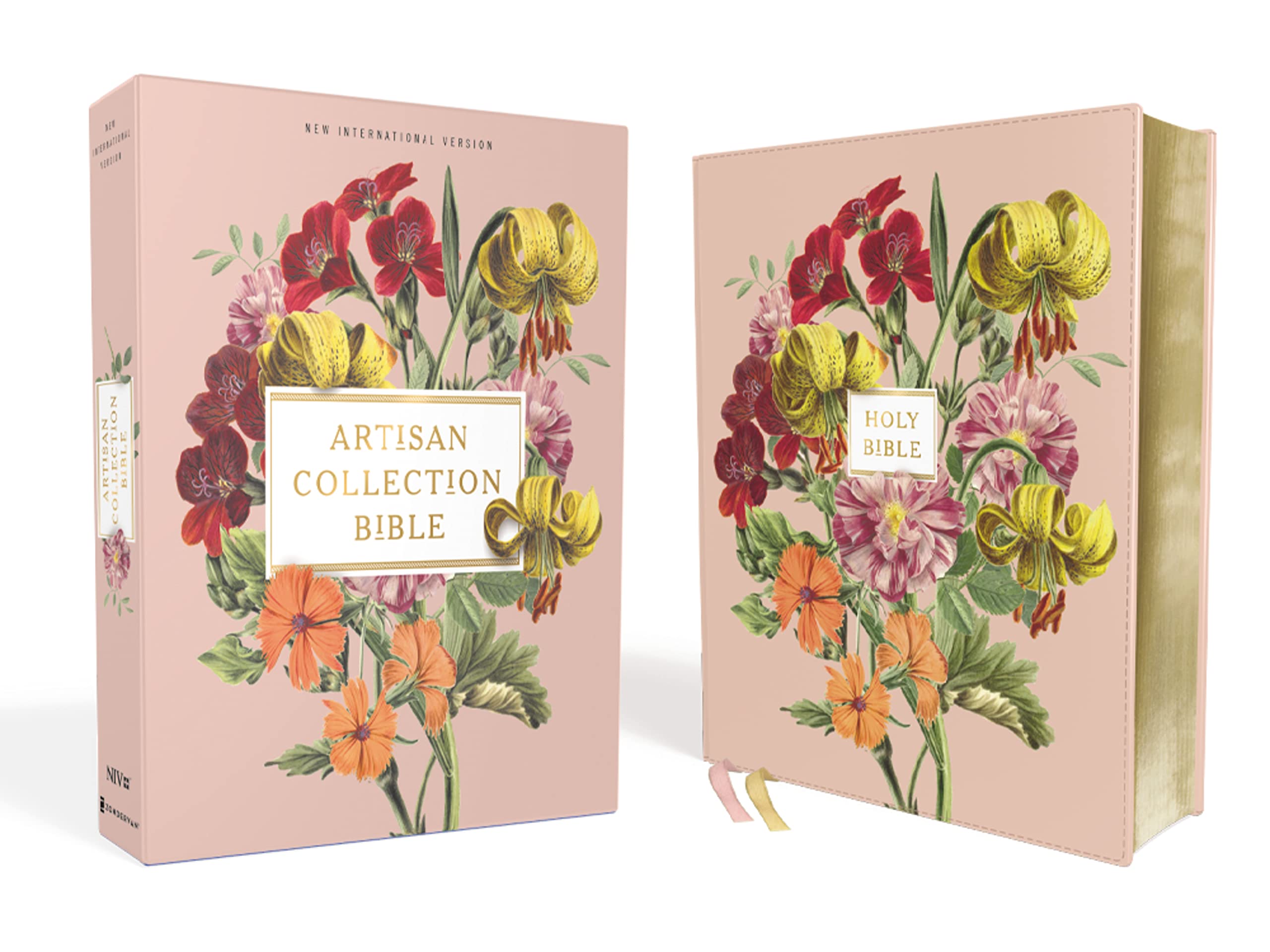 Niv, Artisan Collection Bible, Leathersoft, Blush Floral, Red Letter, Comfort Print
