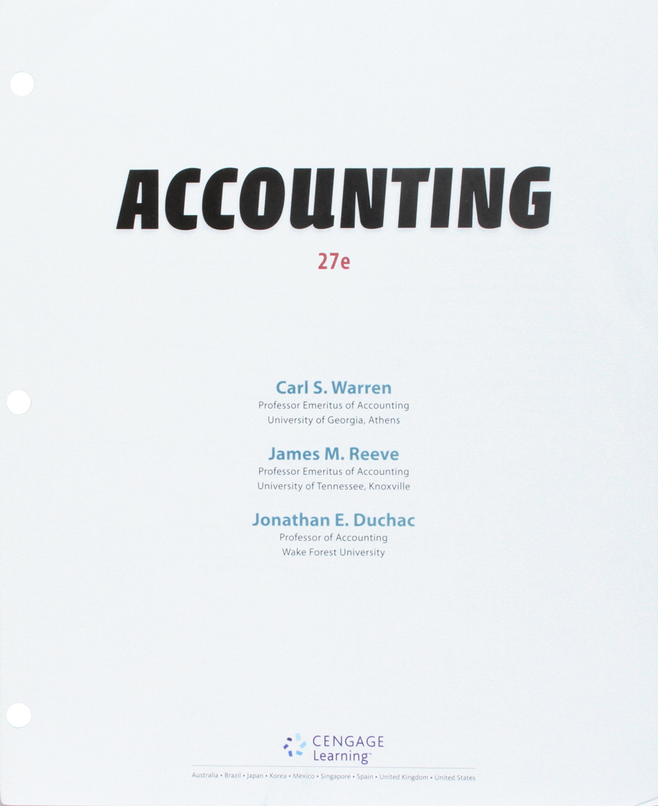 Bundle: Accounting, Looseleaf Version, 27th + CengageNOWv2, 2 terms Printed Access Card,Used