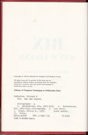 Bix: Man and Legend,New